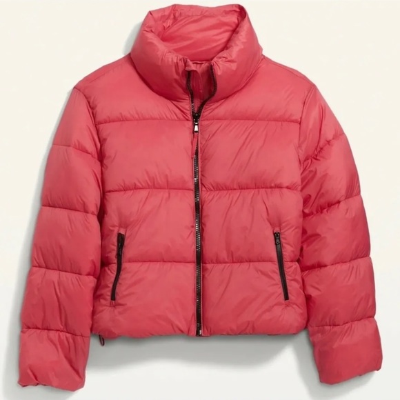 OLD NAVY Water-Resistant Frost Free Short Puffer Cactus flower Jacket Sz XXL WMN - Picture 3 of 6